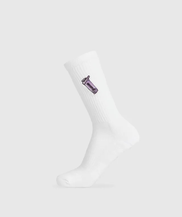 Gymshark Graphic Shaker Crew Sock Single - White