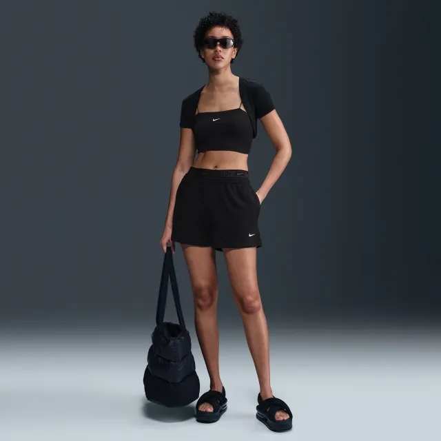Nike Sportswear Chill Terry Women's Mid-Rise 10cm (approx.) Shorts - Black - Cotton/Polyester