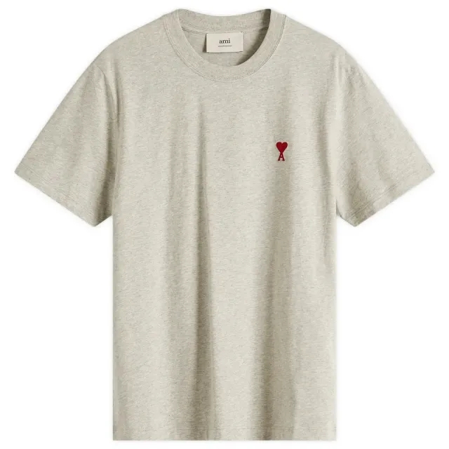 AMI Paris Men's Small Red ADC Classic T-Shirt Heather Ash Grey
