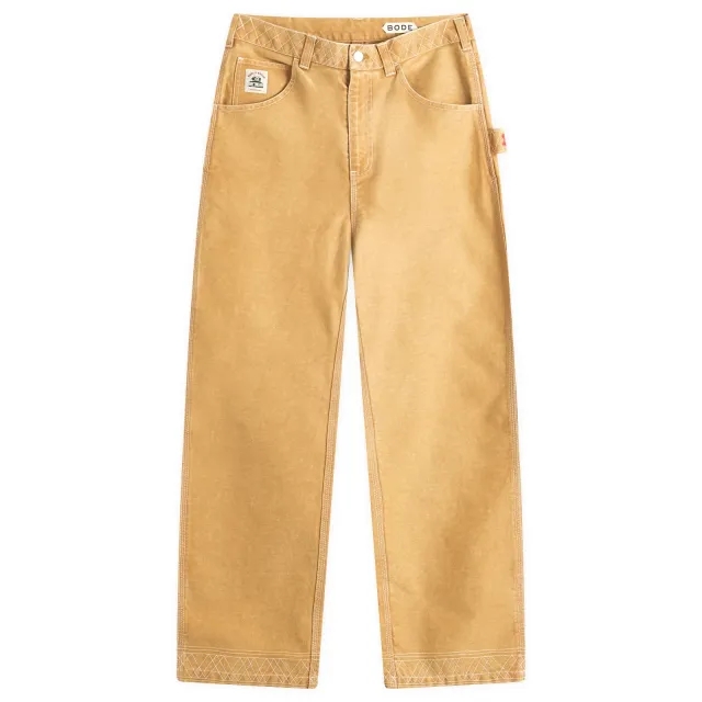 BODE Men's Embroidered Knolly Brook Trousers Brown