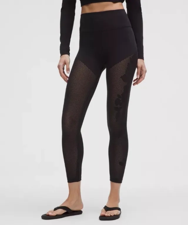lululemon IE lululemon – Women's RevealKnit Floral High-Rise 7/8 Tight Leggings – Color Black – Size 8