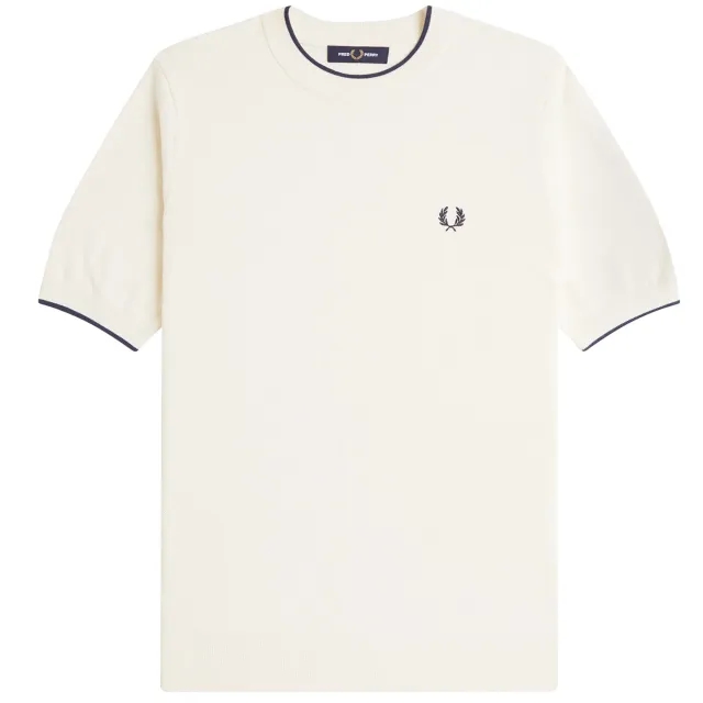 Fred Perry Texture Front Knitted T-Shirt - Ecru