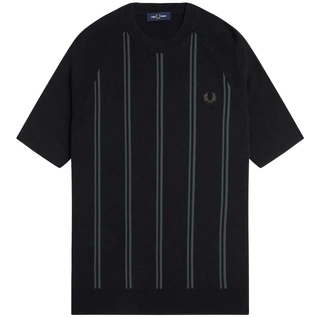 Fred Perry Striped Knitted T-Shirt - Black
