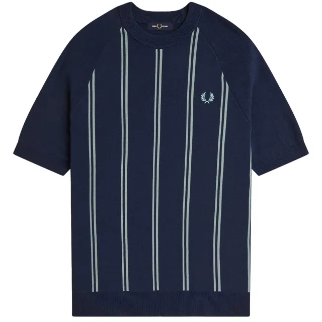 Fred Perry Striped Knitted T-Shirt - Tennis Blue