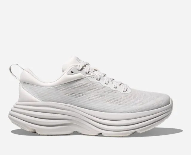 Hoka One One HOKA Stealth/Tech Bondi 8 Caged Lifestyle Shoes in White/Cosmic Grey