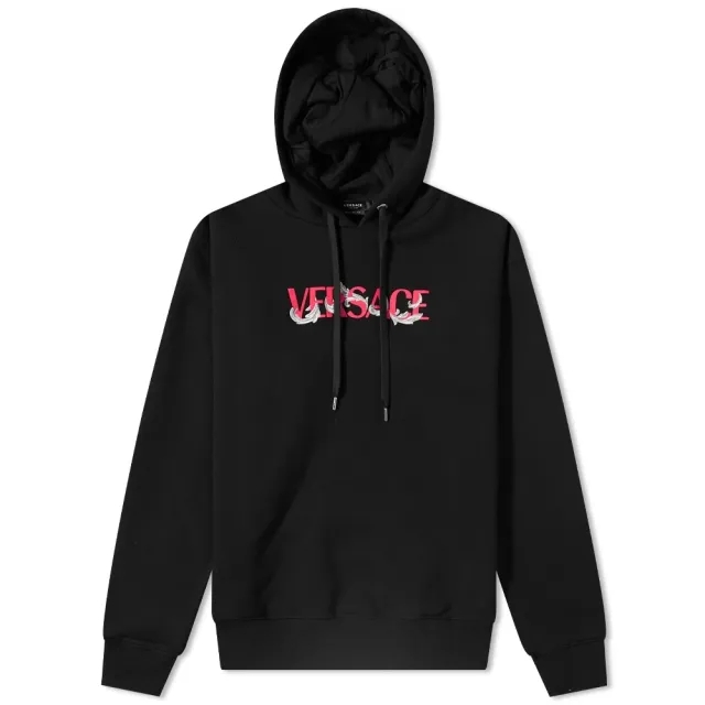 Versace Men's Baroque Logo Popover Hoodie Black