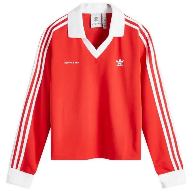 Adidas Women's x Sporty & Rich Long Sleeve Soccer Jersey White/Collegiate Red