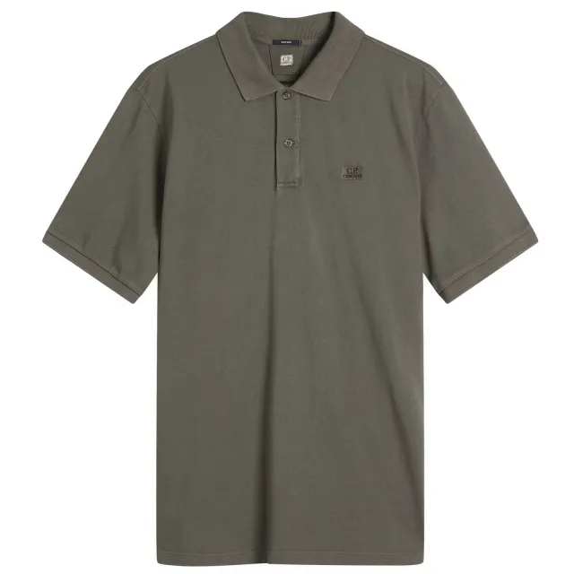 C.P. Company Men's Resist Dye Logo Polo Smoked Pearl