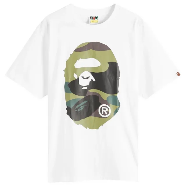 A Bathing Ape Men's Giant 1St Camo Big Ape Head Tee White X Green