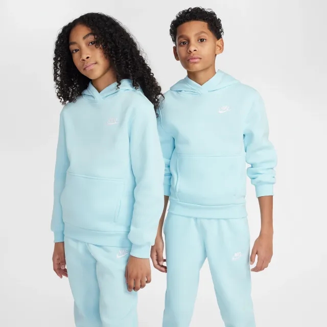 Nike Sportswear Club Fleece Older Kids' Pullover Hoodie - Blue - Cotton/Polyester