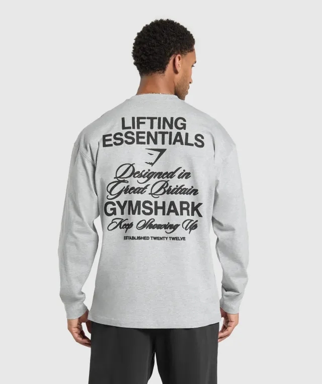 Gymshark EST 2012 Long Sleeve T-Shirt - Light Grey Core Marl