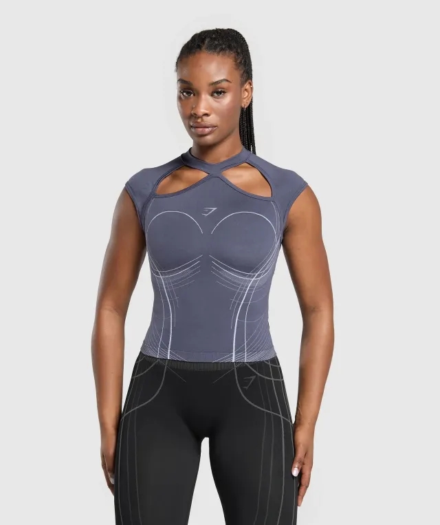 Gymshark Apex Seamless Midi T-Shirt - Weighted Purple/Fresh Lilac