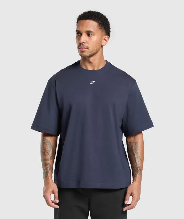 Gymshark Rest Day Essentials Boxy T-Shirt - Heavy Blue