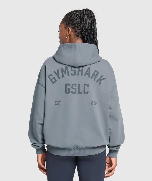Gymshark GSLC Graphic Oversized Hoodie   - Iron Blue
