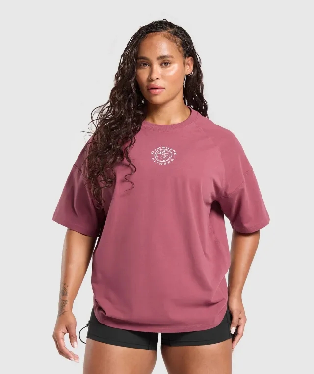 Gymshark Legacy Logo Oversized T-Shirt - Washed Berry Pink