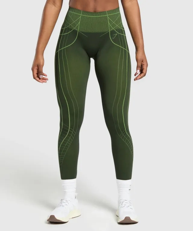 Gymshark Apex Seamless Leggings - Trail Green/Energy Gelato Green