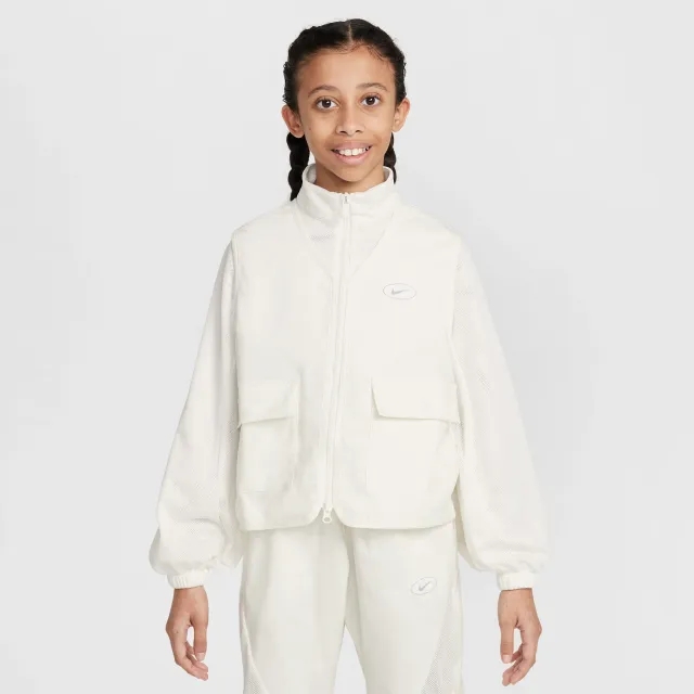 Nike Sportswear Girls' Jacket - White - Cotton/Polyester/Elastane