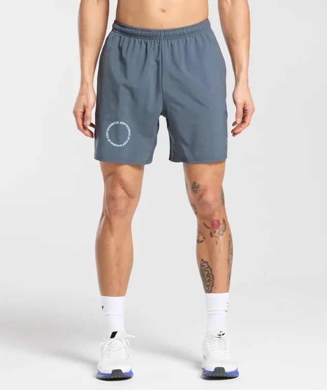 Gymshark Keep Showing Up 7 Shorts - Titanium Blue