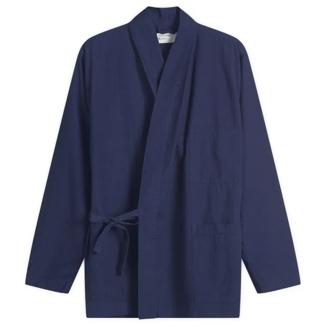 Universal Works Men's Seersucker Kyoto Work Jacket Washed Indigo