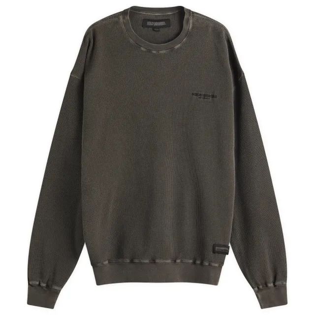 Neighborhood Men's Pigment Dyed Waffle Sweatshirt Black