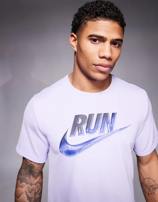 Nike Running Miler Run Energy T-Shirt In Lilac-Purple