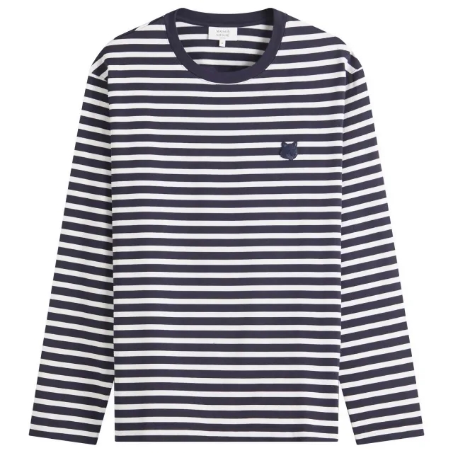 Maison Kitsuné Maison Kitsune Bold Fox Head Patch Comfort Mariner Long Slee Navy Stripes