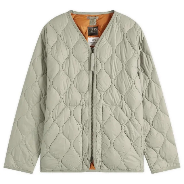 Taion Men's Military Zip V-Neck Softshell Down Jacket Dark Sage Green