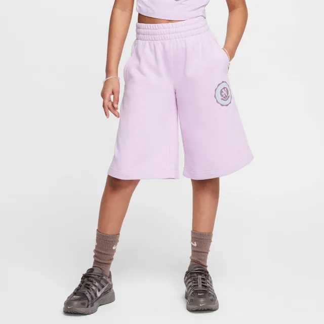Nike Sportswear Girls' French Terry Shorts - Purple - Cotton/Polyester