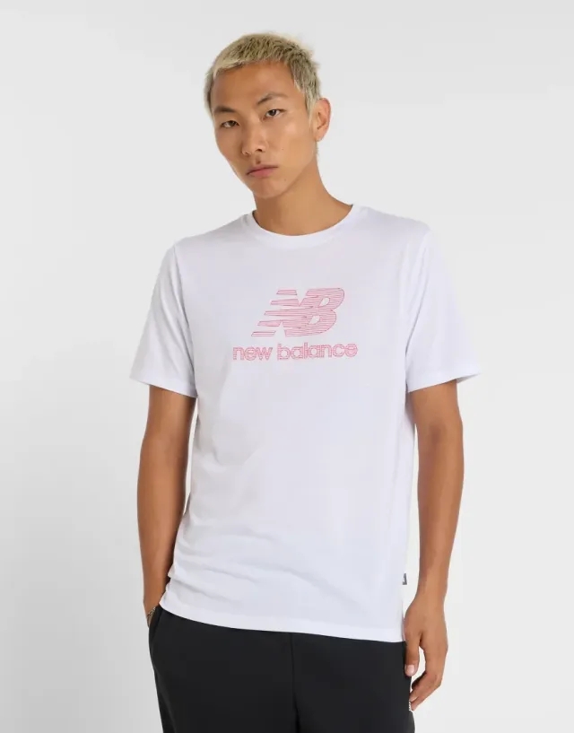 New Balance Men's Heathertech Logo T-Shirt in White Poly Knit