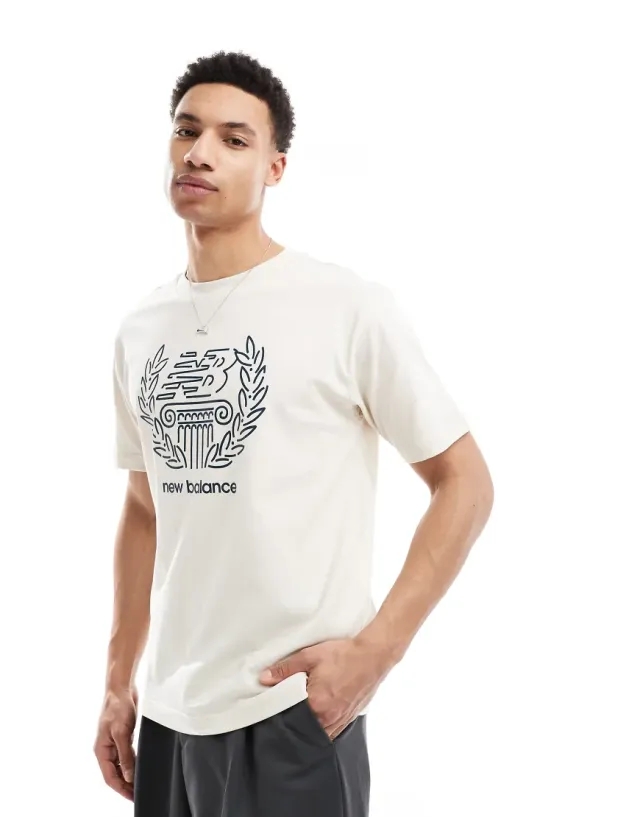New Balance Men's X Debut Sculpture T-Shirt in Beige Cotton