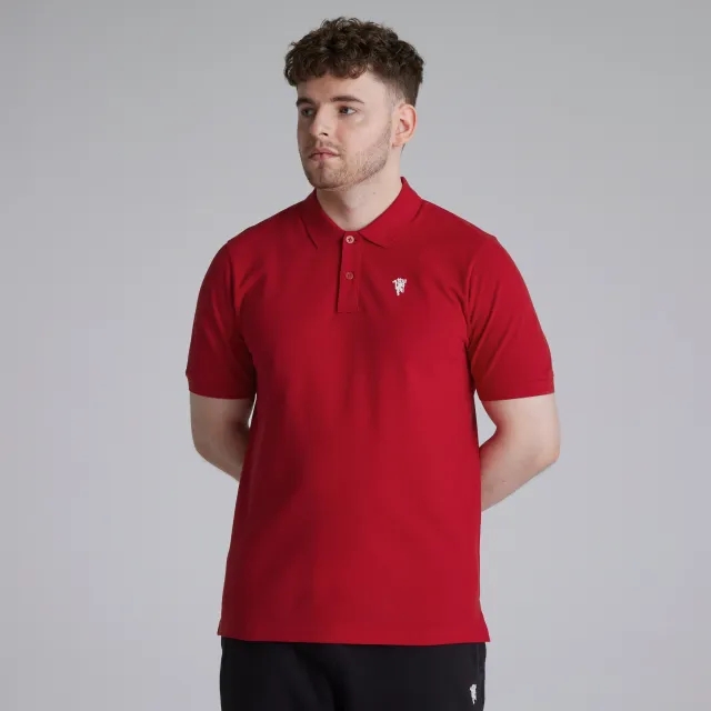 Manchester United Mens Devil Emblem Polo Shirt Red