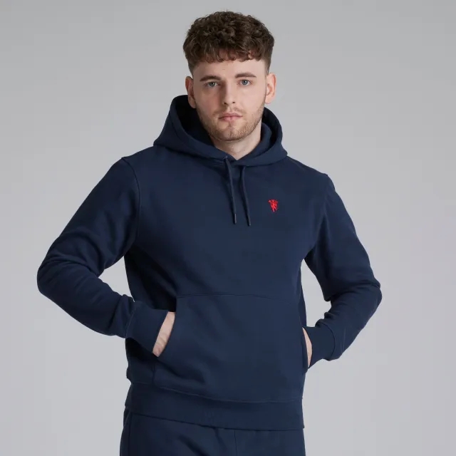 Manchester United Mens Devil Emblem Overhead Hoodie Navy