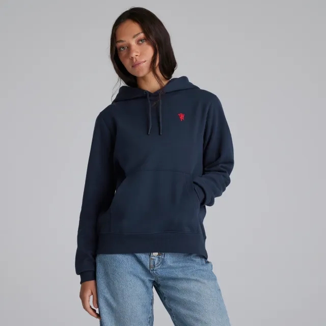 Manchester United Womens Devil Emblem Overhead Hoodie Navy