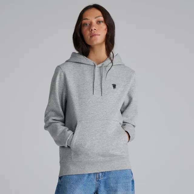 Manchester United Womens Devil Emblem Overhead Hoodie Grey