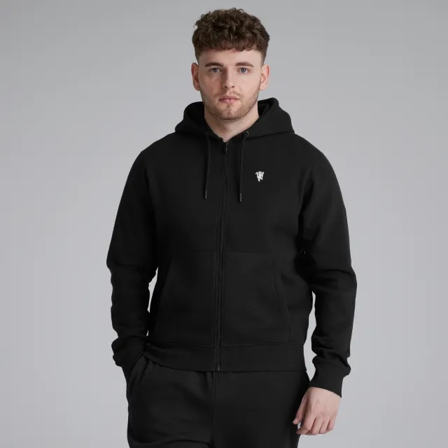 Manchester United Mens Devil Emblem Full Zip Hoodie Black