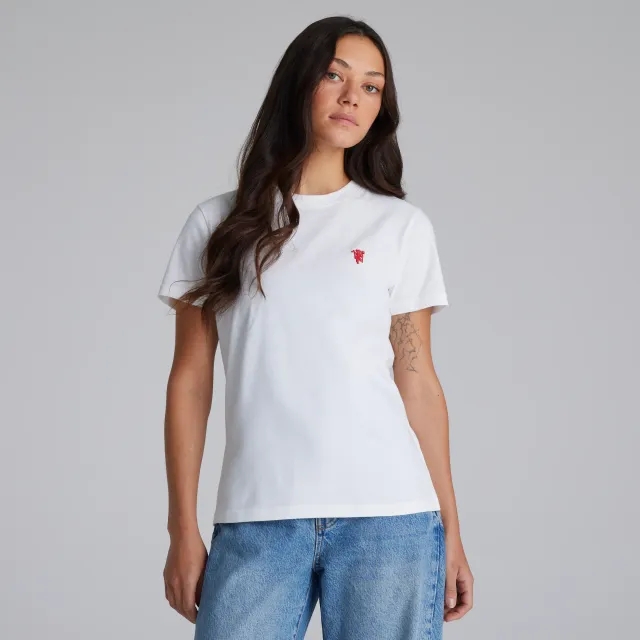 Manchester United Womens Devil Emblem T-Shirt White