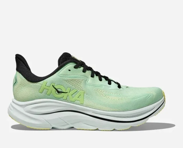 HOKA Men's Clifton 10 Road Running Shoes in Mint Fluorite/Luna Moth