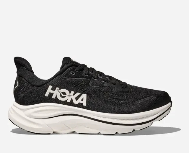 HOKA Men's Clifton 10 Road Running Shoes in Black/White