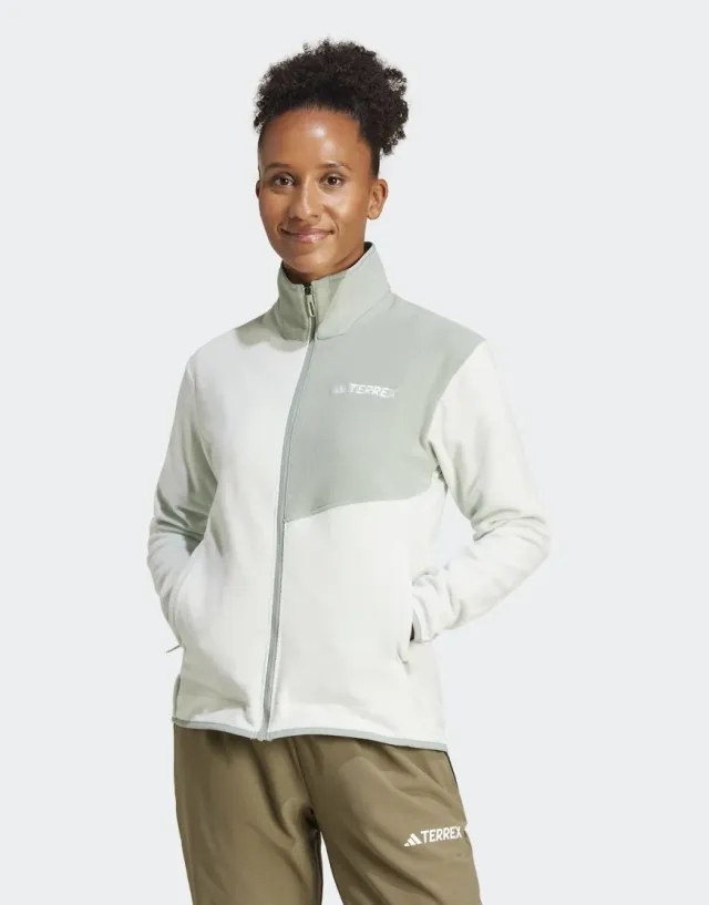 Adidas Terrex Multi Full-Zip Fleece Jacket In Linen Green / Silver Green