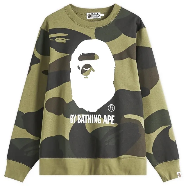 A Bathing Ape Men's Giant 1St Camo By Bathing Ape Crew Sweatshirt Green