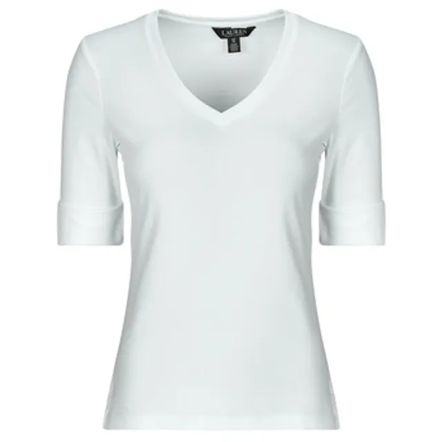 Lauren Ralph Lauren  V JUDY  women's T shirt in White