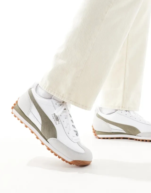 Puma Easy Rider Trainers In White & Khaki