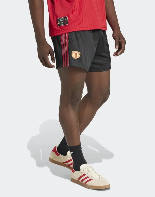 Adidas Originals Manchester United Terrace Icons Shorts In Black