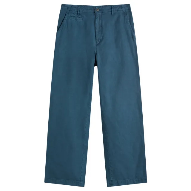 Auralee Men's Product Dyed Finx Gabardine Pants Dyed Navy