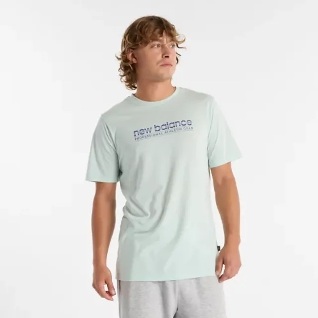 New Balance Men's Heathertech Athletic Gear T-Shirt in Green Poly Knit