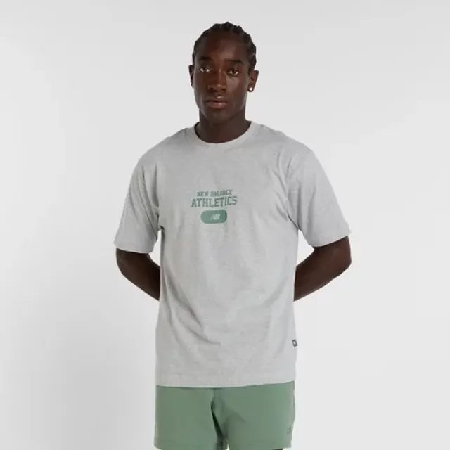 New Balance Men's Heritage Graphic T-Shirt in Grey Cotton
