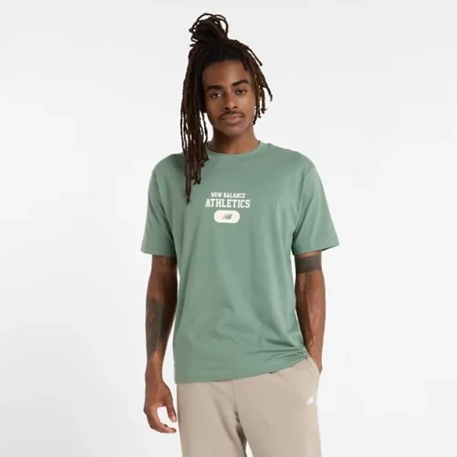 New Balance Men's Heritage Graphic T-Shirt in Green Cotton