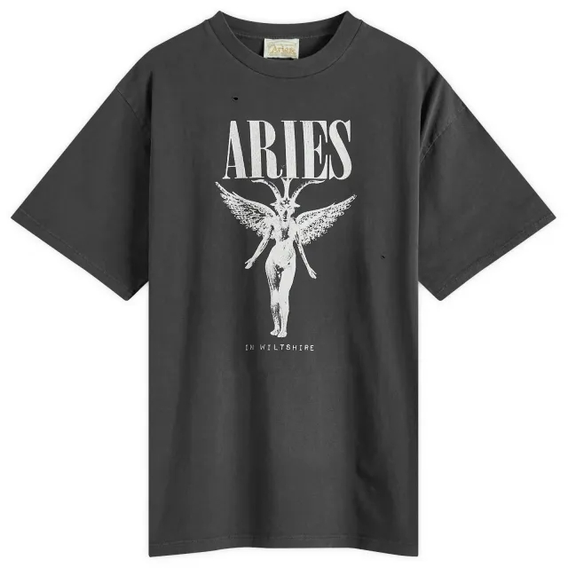 Aries Men's Destroyed Nirvana T-Shirt Black