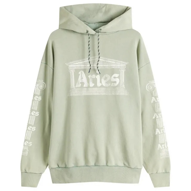 Aries Men's Aged Ancient Temple Hoodie Green