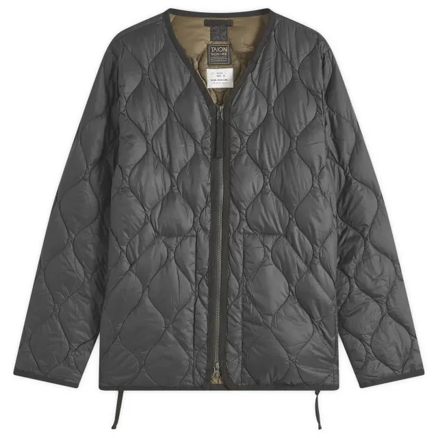 Taion Men's Military Zip V-Neck Softshell Down Jacket Black
